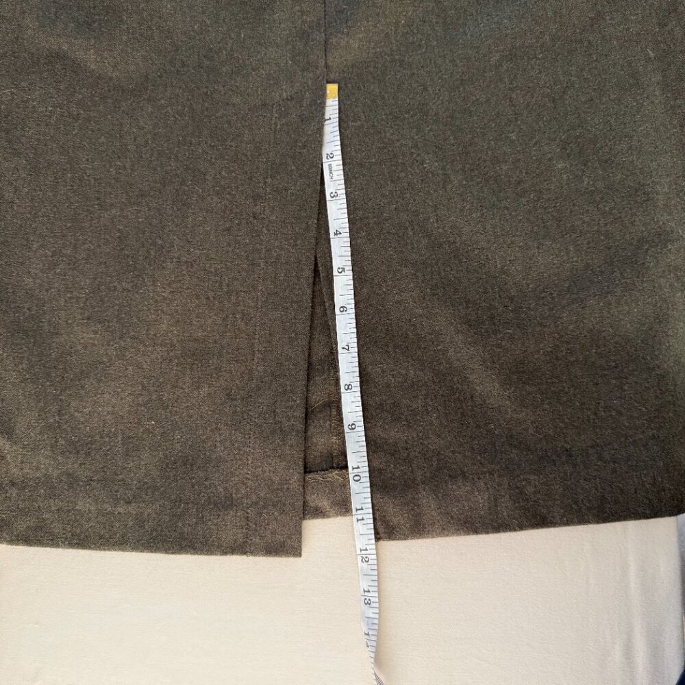 Stefanel Olive Green Knit Adjustable Strap Slit Front Midi A-Line Skirt Size 40 - Picture 15 of 16